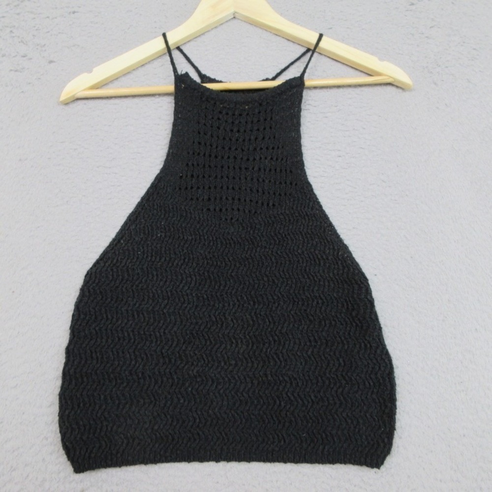 Hollister Boho Sweater Womens Medium Knit Tank Top Sleeveless Crochet Festival
